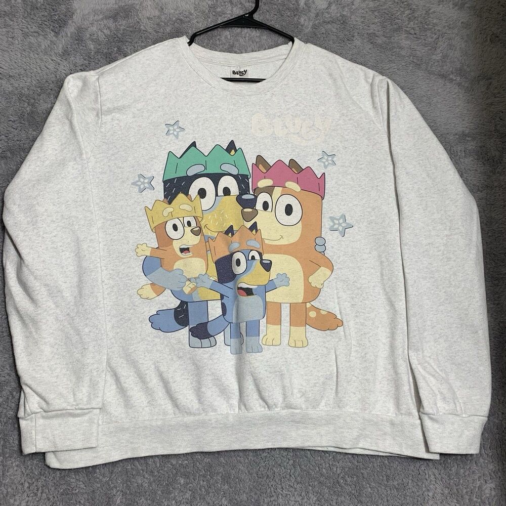 Bluey Adult Grey Sweatshirt Sz XXL Featuring‎ Best Buddies Front & Back Graphic